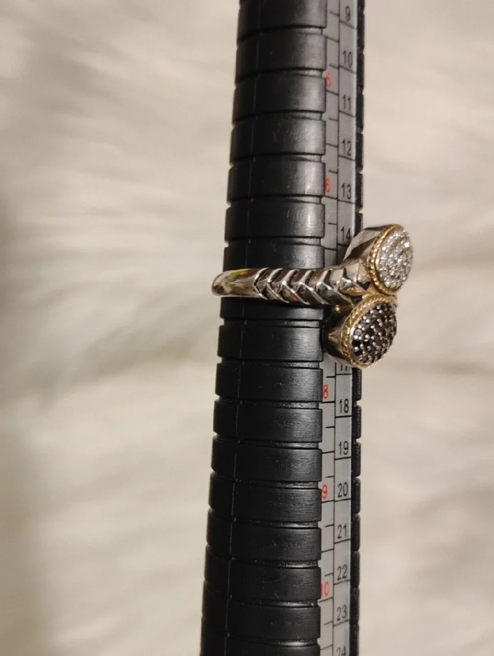SALE! Effy Balissima 18k/925 Dual Oval Pavé Ring W Black/White Diamonds
